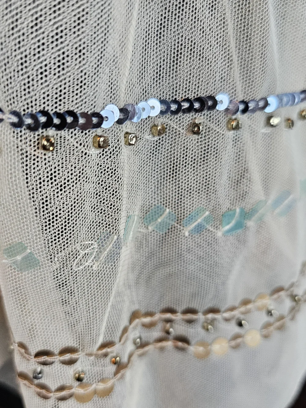 Free People Mercury Mesh Embellished Sequin Beaded Tank Top ivory XS